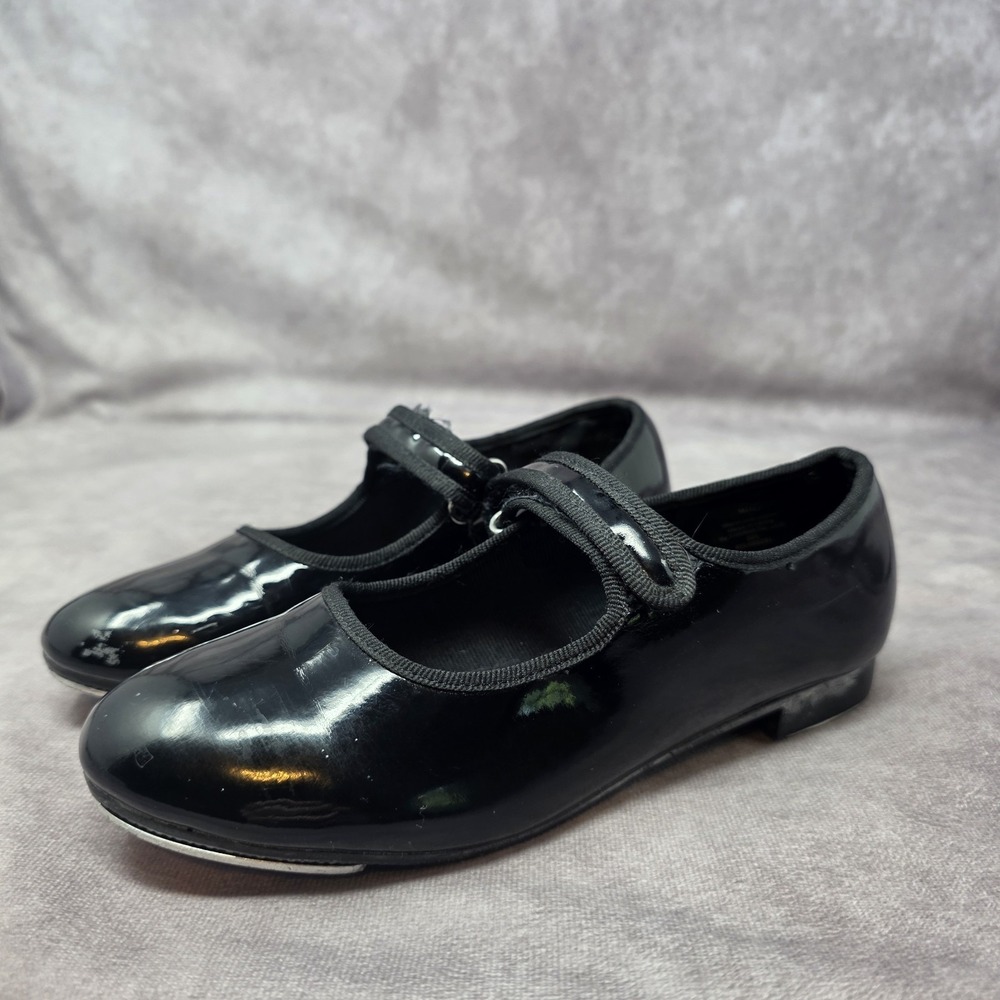 Dance Class Girls Tap Shoes Black  Mary Jane Patent Leather Size 1 MJ101